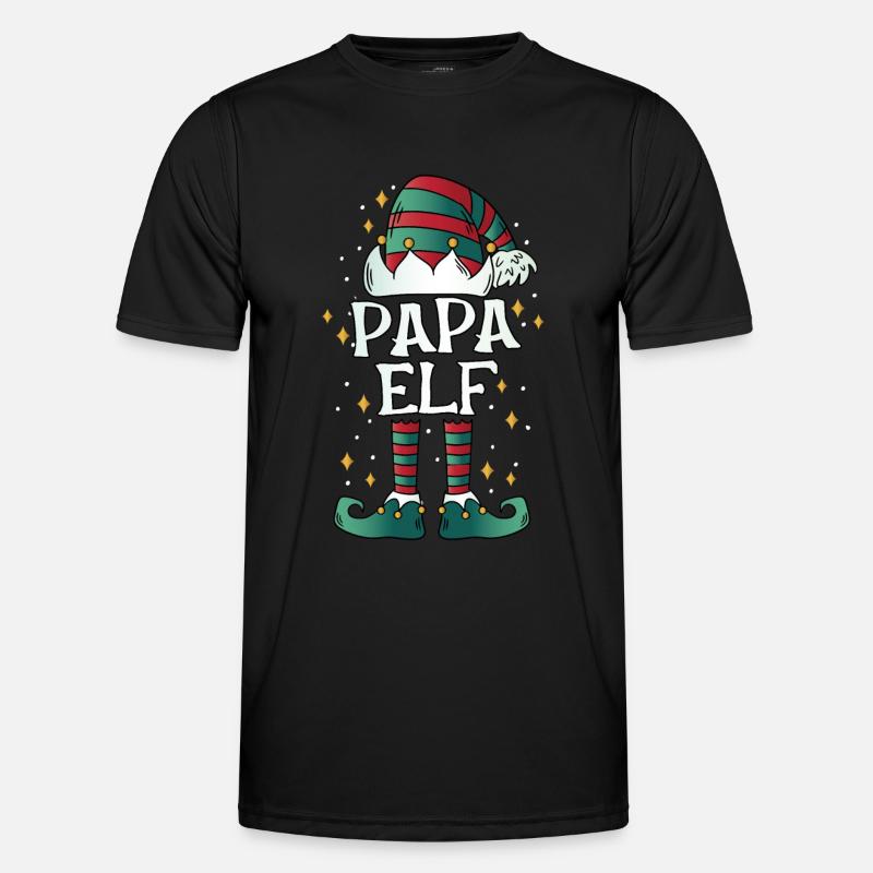 Papa Elf - Männer Funktions-T-Shirt - Schwarz