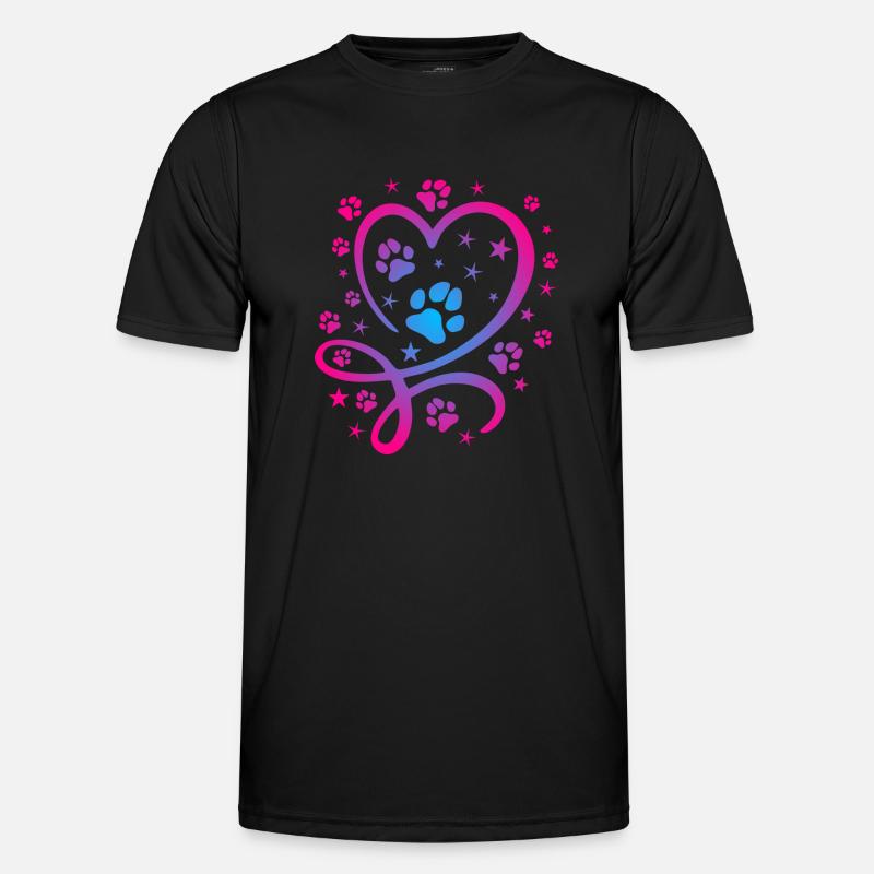 Buntes Herz mit Pfötchen und Sternen Männer Funktions-T-Shirt