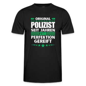 Policeman matured to perfection - Men's Functional T-Shirt - black - Front - AI Model Male 178 dark (178cm)