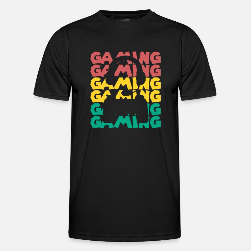 Gaming - Headset and Controller - Männer Funktions-T-Shirt - Schwarz