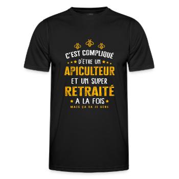 Retraité apiculteur cadeau drôle fête des pères - T-shirt sport Homme - noir - Devant - AI Model Male 178 dark (178cm)