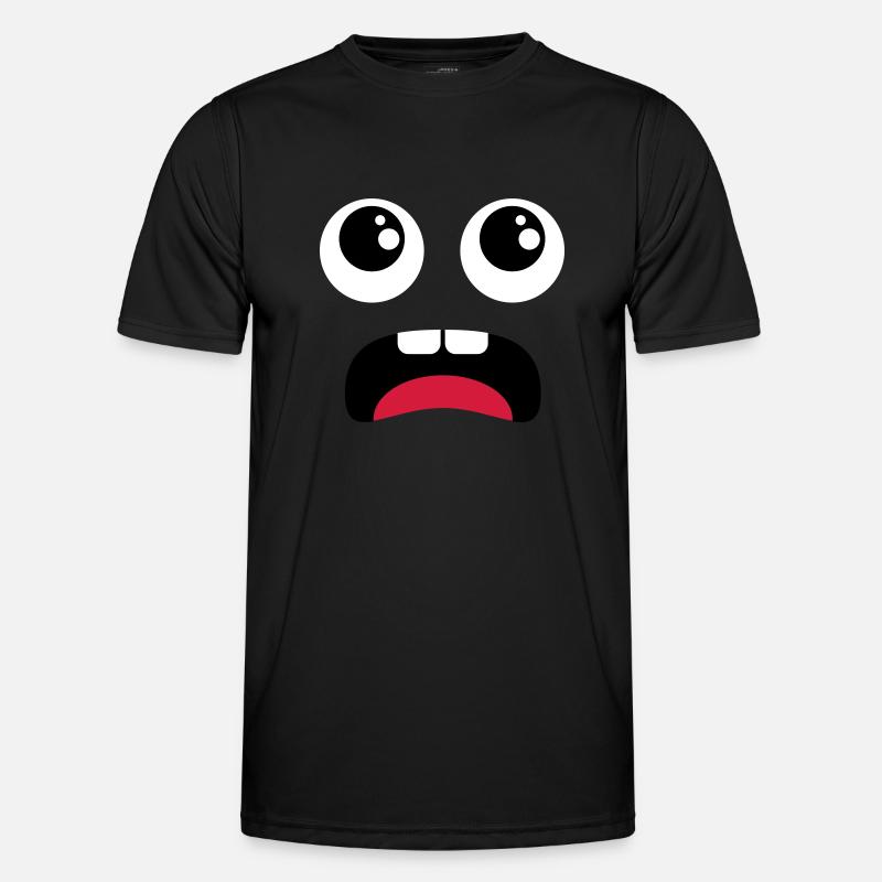 Erschrockenes Gesicht - Comic - Männer Funktions-T-Shirt - Schwarz