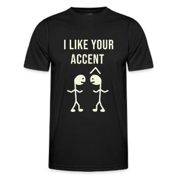 I like your accent music hummor - Men's Functional T-Shirt - black - Front - AI Model Male 178 dark (178cm)
