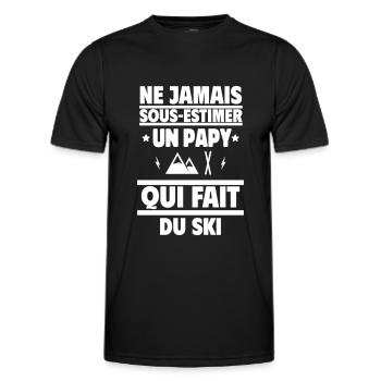 Ne sous-estimez jamais un papy skieur - T-shirt sport Homme - noir - Devant - AI Model Male 178 dark (178cm)