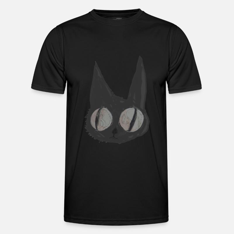 Psycho Cat, schwarze Katze, Illustration - Männer Funktions-T-Shirt - Schwarz
