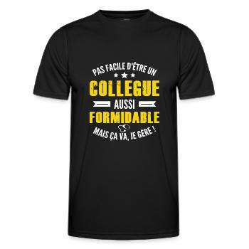 collègue formidable / humour collègue - T-shirt sport Homme - noir - Devant - AI Model Male 178 dark (178cm)