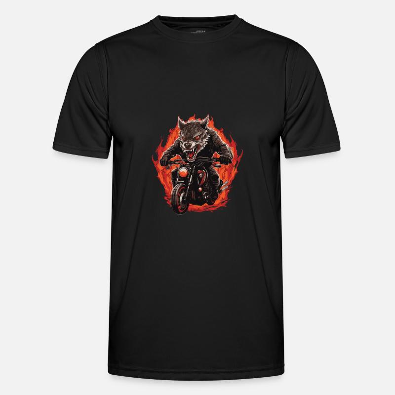 Wolf Motorrad Biker Beast Männer Funktions-T-Shirt