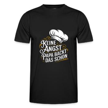 Papa backt das schon. Unser Papa ist Bäcker - Männer Funktions-T-Shirt - Schwarz - Vorne - AI Model Male 178 dark (178cm)
