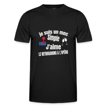 retrogaming et apéro - T-shirt sport Homme - noir - Devant - AI Model Male 178 dark (178cm)