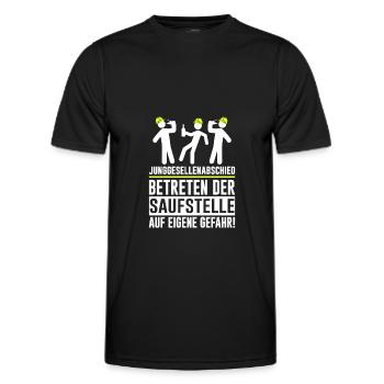 Junggesellenabschied Bauarbeiter JGA Saufen Lustig - Männer Funktions-T-Shirt - Schwarz - Vorne - AI Model Male 178 dark (178cm)