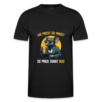 Lustiges Wie macht Maus Bier Party Alkohol - Männer Funktions-T-Shirt - Schwarz - Vorne - AI Model Male 178 dark (178cm)