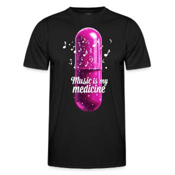Musik ist meine Medizin für Musikliebhaber - Männer Funktions-T-Shirt - Schwarz - Vorne - AI Model Male 178 dark (178cm)