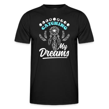 Dreaming Feathers Wishing Esotericism - Men's Functional T-Shirt - black - Front - AI Model Male 178 dark (178cm)