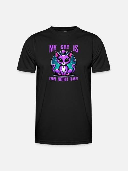 Cat Astronaut Cat Lover - Men's Functional T-Shirt - black
