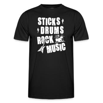 Bâtons Batterie Rock et Musiques - T-shirt sport Homme - noir - Devant - AI Model Male 178 dark (178cm)