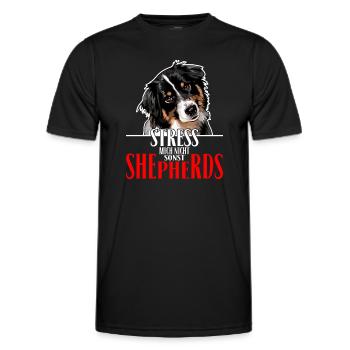 AUSTRALIAN SHEPHERD le stress ne me - T-shirt sport Homme - noir - Devant - AI Model Male 178 dark (178cm)