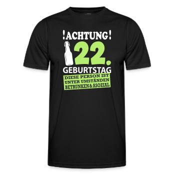22 Geburtstag Besoffen Alkohol Jahre - Männer Funktions-T-Shirt - Schwarz - Vorne - AI Model Male 178 dark (178cm)