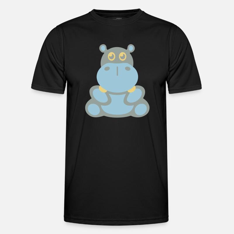 Nilpferd (hippo) - Männer Funktions-T-Shirt - Schwarz