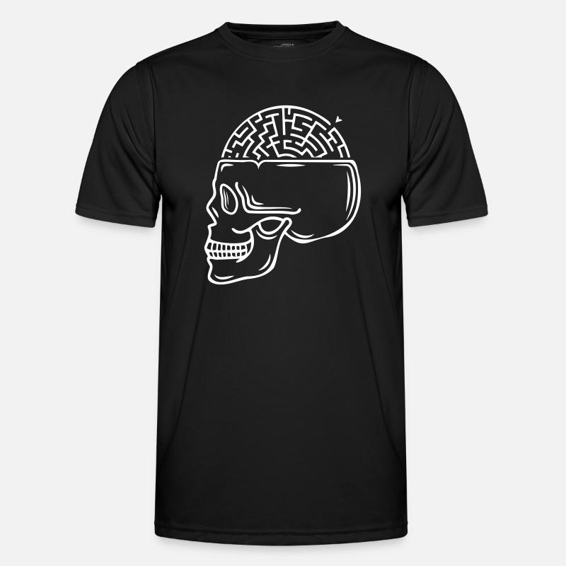 Skull Maze-Brain - Männer Funktions-T-Shirt - Schwarz