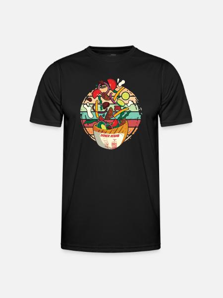 Cheerful hopping retro kebab - Men's Functional T-Shirt - black