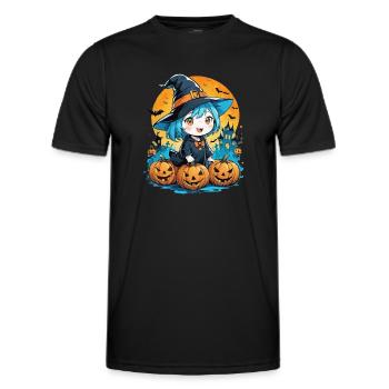 Halloween-Hexen- und Kürbis-Manga - Männer Funktions-T-Shirt - Schwarz - Vorne - AI Model Male 178 dark (178cm)
