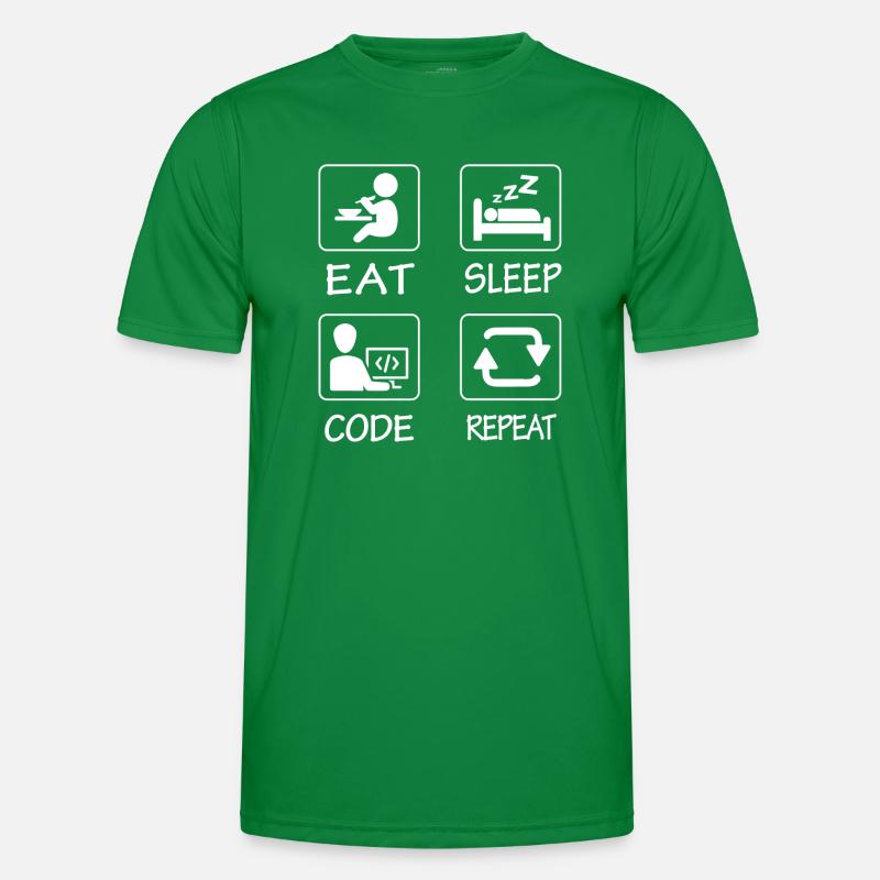 Essen Schlaf Code Wiederholen Männer Funktions-T-Shirt
