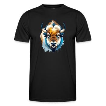 Art vectoriel du bison avec illustration aux couleurs vives - T-shirt sport Homme - noir - Devant - AI Model Male 178 dark (178cm)
