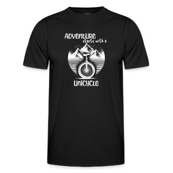 Einrad unicycle Abenteuer muni - Männer Funktions-T-Shirt - Schwarz - Vorne - AI Model Male 178 dark (178cm)