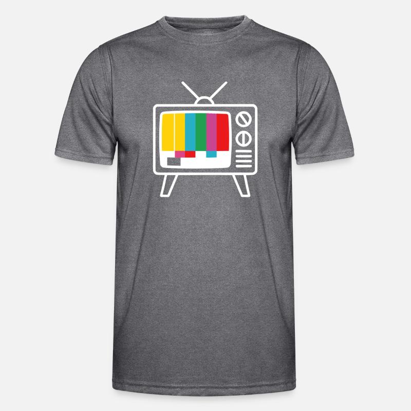 Testbild Retro Fernseh Muster Männer Funktions-T-Shirt