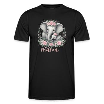 Mama Heart Floral Wreath Elephant Baby Shower - Männer Funktions-T-Shirt - Schwarz - Vorne - AI Model Male 178 dark (178cm)