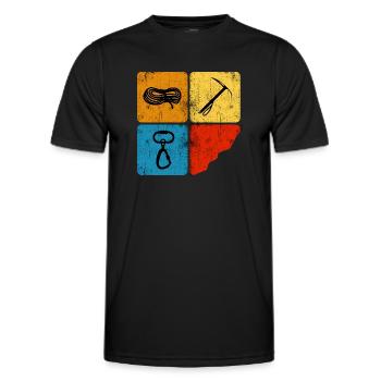 Alpinist Bergsteiger Kletterseil Fels Eisklettern - Männer Funktions-T-Shirt - Schwarz - Vorne - AI Model Male 178 dark (178cm)