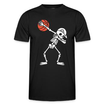 Basketballspieler Dabbing Skelett Basketball - Männer Funktions-T-Shirt - Schwarz - Vorne - AI Model Male 178 dark (178cm)