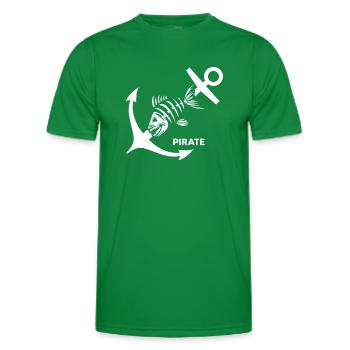 Kapitän ahoi Pirat "Anker gelichtet" Bootsmann - Männer Funktions-T-Shirt - Kelly Green - Vorne - AI Model Male 178 dark (178cm)