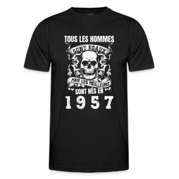 les meilleurs sont nés en 1957 - T-shirt sport Homme - noir - Devant - AI Model Male 178 dark (178cm)