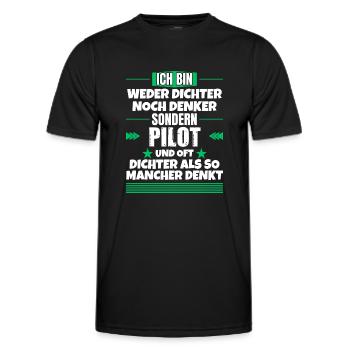 Ni poète ni penseur, mais pilote - T-shirt sport Homme - noir - Devant - AI Model Male 178 dark (178cm)