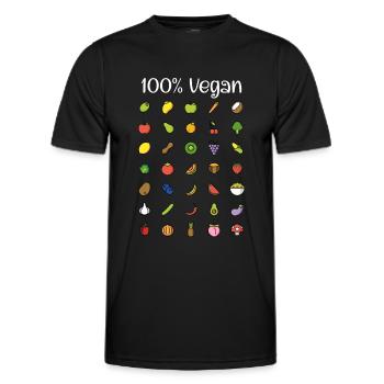 100% végétalien - T-shirt sport Homme - noir - Devant - AI Model Male 178 dark (178cm)