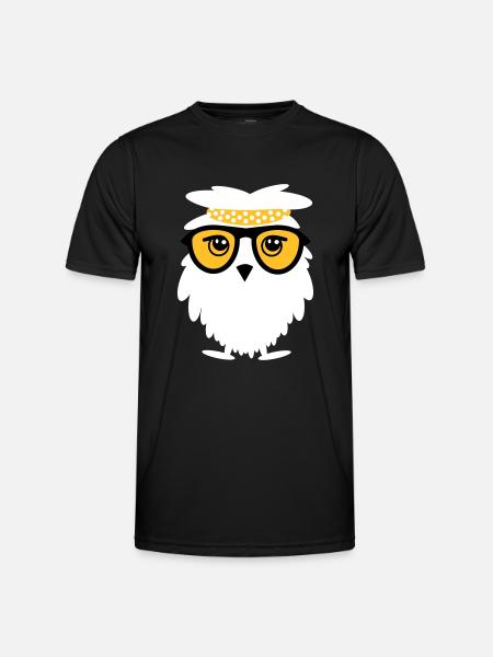 Weise Eule - Männer Funktions-T-Shirt - Schwarz