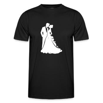 Mariée, Marié, Jeunes mariés, Mariage - T-shirt sport Homme - noir - Devant - AI Model Male 178 dark (178cm)