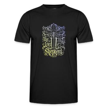 Der Herr Ist Mein Hirte Jesus Bibelspruch - Männer Funktions-T-Shirt - Schwarz - Vorne - AI Model Male 178 dark (178cm)