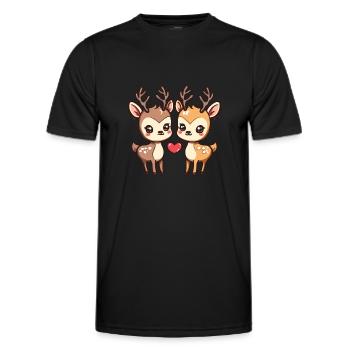 Hirsch Paar Liebe Valentinstag - Männer Funktions-T-Shirt - Schwarz - Vorne - AI Model Male 178 dark (178cm)