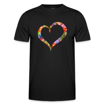 Herz bunte Polygone - Männer Funktions-T-Shirt - Schwarz - Vorne - AI Model Male 178 dark (178cm)