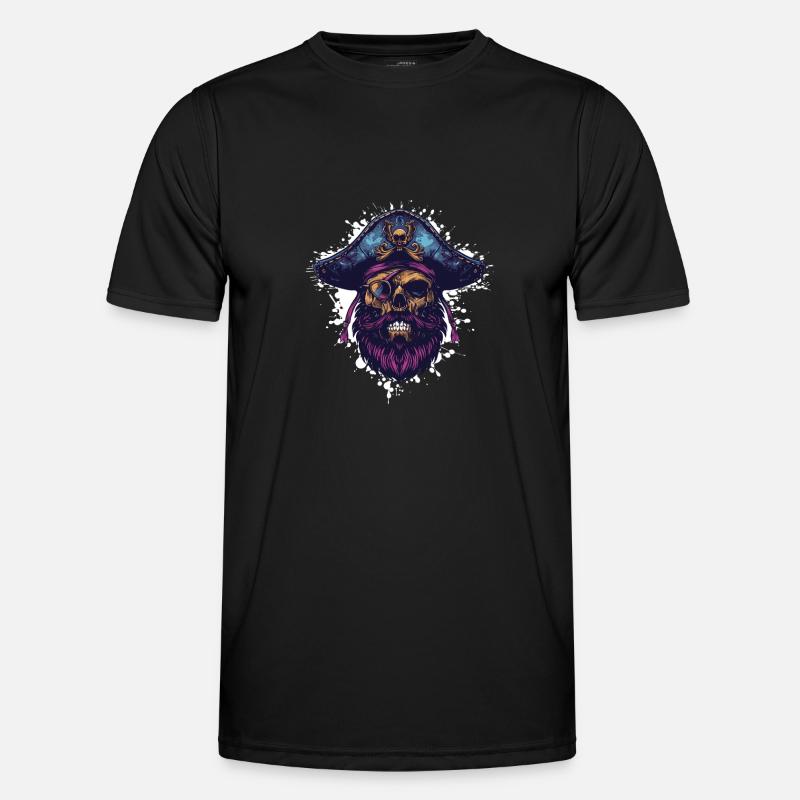 Pirate Skull Captain - Men's Functional T-Shirt - black