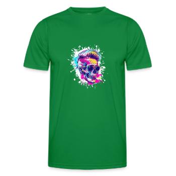 Crâne Party Techno - T-shirt sport Homme - vert - Devant - AI Model Male 178 dark (178cm)