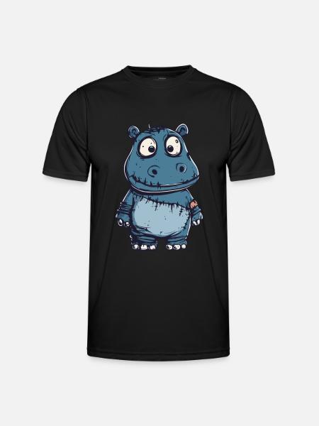 Hippopotamus Halloween Funny Zombie - Men's Functional T-Shirt - black