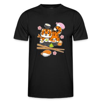Sushi Tiger - Männer Funktions-T-Shirt - Schwarz - Vorne - AI Model Male 178 dark (178cm)