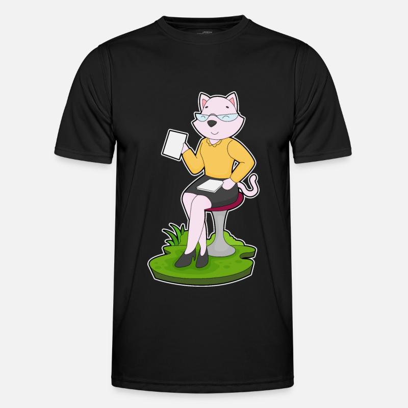 Cat Secretary Sticky Notes - Men's Functional T-Shirt - black