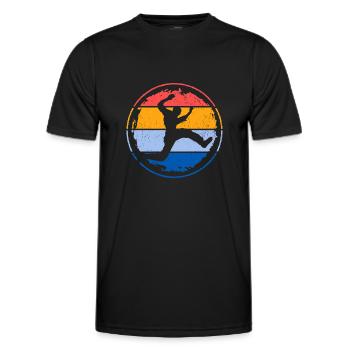 Retro Parkour Runner Freerunner Parkour Runner - T-shirt sport Homme - noir - Devant - AI Model Male 178 dark (178cm)