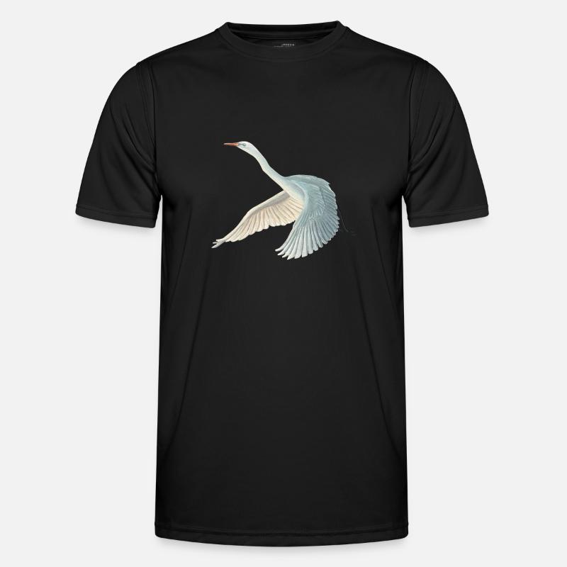 Great White Egret Illustration - Men's Functional T-Shirt - black