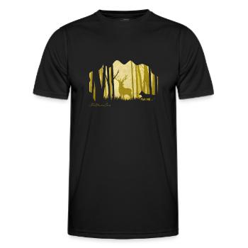 PaperCut - The Golden Stag (Der goldene Hirsch) - Männer Funktions-T-Shirt - Schwarz - Vorne - AI Model Male 178 dark (178cm)