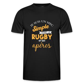 Homme Rugby et apéro - cadeau homme humour rugby - T-shirt sport Homme - noir - Devant - AI Model Male 178 dark (178cm)